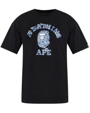 A Bathing Ape Tops ,Zwart ,Katoen Printed T-Shirt