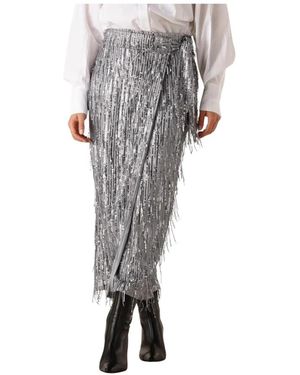 Ibana Rokken ,Grijs ,Pailletten Glamour Grijze Pailletten Midi Rok