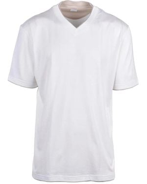 Eleventy Tops ,Wit ,Katoen T-Shirt Met Ronde Hals