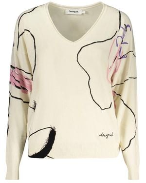 Desigual V-Neck Knitwear - Neutre