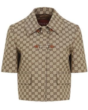 Gucci Gg Canvas Jas Met Horsebit - Bruin