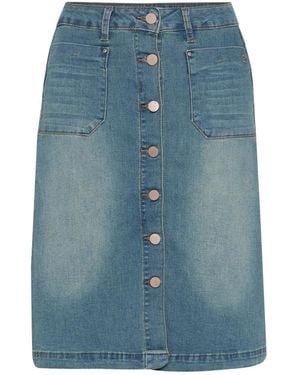 Cream Denim Skirts - Blue