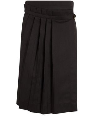 Dries Van Noten Rokken ,Bruin ,Wol Plissé Rok - Zwart