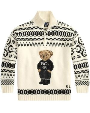 Ralph Lauren Truien & Vesten ,Wol Fair Isle Quarter-Zip Trui - Metallic