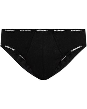 DSquared² Baumwoll-Slips Mit Logo - Schwarz