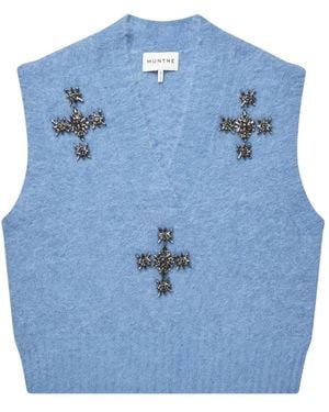 Munthe Truien & Vesten ,Blauw ,V-Hals Gebreid