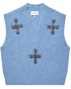 Munthe V-Ausschnitt Strick - Blau