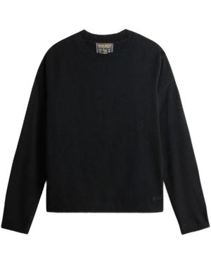 Woolrich 12Gg Cozy Wool Cash Trui Met Ronde Hals - Zwart