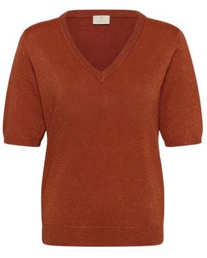Kaffe V-Neck Knitwear - Marron