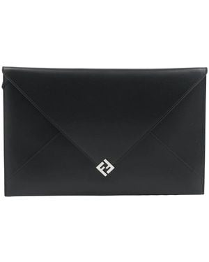 Fendi Accessoires ,Zwart ,Leer Grote Ff Squared Flat Pouch