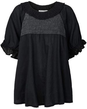 Rabens Saloner Overhemden ,Zwart ,Katoen Zwarte Angel Top Dorita Blouse