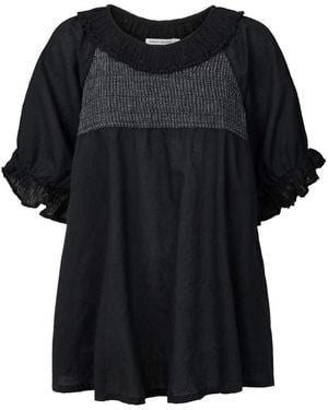 Rabens Saloner Overhemden ,Zwart ,Katoen Zwarte Angel Top Dorita Blouse