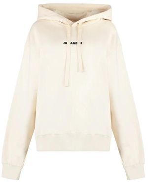 Jil Sander Felpa bianca con stampa logo - Bianco