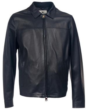 KIRED Leren Jas Met Overhemdkraag - Blauw