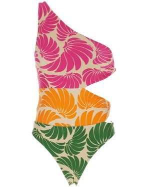 FARM Rio Banana Wings One Shoulder One Piece - Groen