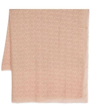 Saint Laurent Accessoires ,Roze ,Kasjmier Grote Vierkante Sjaal - Naturel