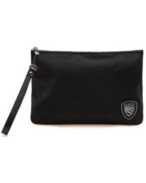 Blauer Flow Clutch Handtasche Synthetisches Gewebe Schwarz Einfarbig