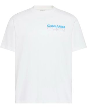 Calvin Klein Tops ,Wit ,Katoen Disc Stack Graphic Tee