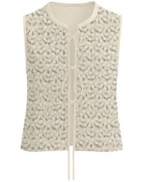 MC2 Saint Barth Jassen ,Wit ,Pailletten Vest Met Pailletten - Naturel
