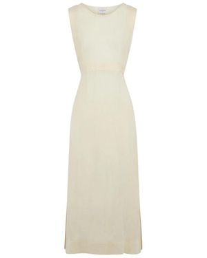 LeKasha Gelbes Leinen Cover Up Kleid - Natur