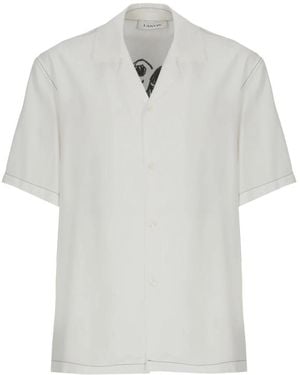 Lanvin Overhemden ,Wit ,Rayon Kort Mouw Button-Up Shirt