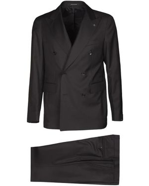 Tagliatore Kostuums ,Zwart ,Wol Double-Breasted Pak Van Scheerwol