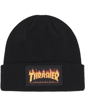 Thrasher Flame patch beanie mütze schwarz