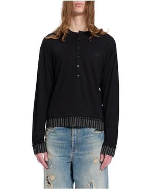 Ann Demeulemeester Tops ,Zwart ,Katoen Las Relax Fit Boxy Serafino