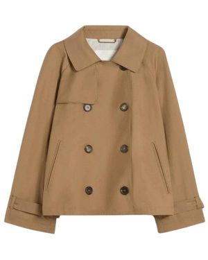 Max Mara Jassen ,Bruin ,Katoen Korte Gabardine Jas - Naturel