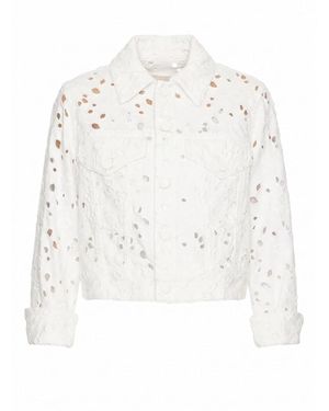 Alice + Olivia Chloe Cropped Denim Jacket - Wit