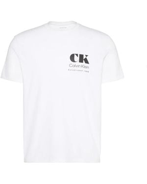 Calvin Klein Tops ,Wit ,Katoen Resort Grafische T-Shirt