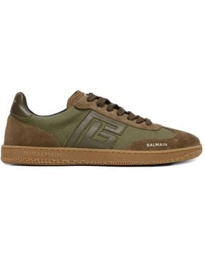 Balmain Grüne Swan Sneakers Mit Diamond Motif