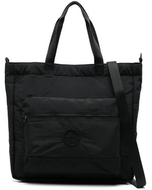 Stone Island Schwarze Taschen Mit Gesticktem Logo