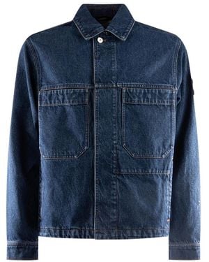 Stone Island Denim Jack Met Overhemdkraag - Blauw