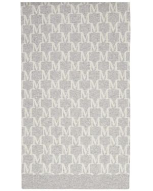 Max Mara Accessoires ,Grijs ,Kasjmier Monogram Print Grijs Sjaal