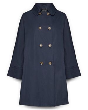 Elena Miro Jassen ,Blauw ,Katoen Double-Breasted Gabardine Trenchcoat