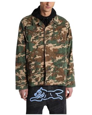 ICECREAM Jassen ,Veelkleurig ,Katoen Running Dog Woodland Camo Field Jacket - Groen