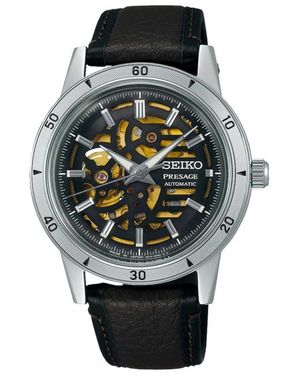 Seiko Accessoires ,Grijs ,Leer Style 60's Open Heart - Zwart
