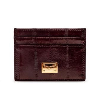 Dolce & Gabbana Leren Kaarthouder Met Logo - Paars