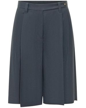 Brunello Cucinelli Korte Broeken ,Blauw ,Linnen Sartorial Bermuda Shorts