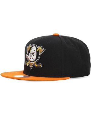Mitchell & Ness Fitness ,Zwart ,Polyester Flat Brim Cap Nhl Team 2 Tone 2.0 Snapback Anaduc