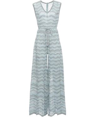 D.exterior Jumpsuits & Playsuits ,Blauw ,V-Hals Viscose Jumpsuit