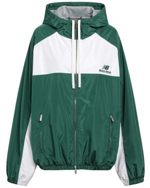 Miu Miu Fitness ,Groen ,Polyester Technische Poplin Capuchonjas
