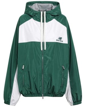 Miu Miu Fitness ,Groen ,Polyester Technische Poplin Capuchonjas