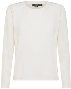 Seventy Tops ,Wit ,T-Shirt Met Ronde Hals En Lange Mouwen Van Bi-Materiaal