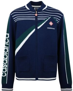 CASABLANCA Pyramid Jacquard Knit Track Jacket - Blauw