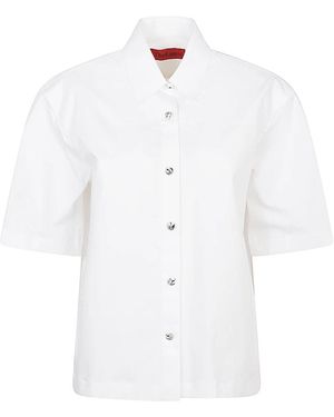 Thelatest Overhemden ,Wit ,Katoen Witte Blouse Met Sierknoop