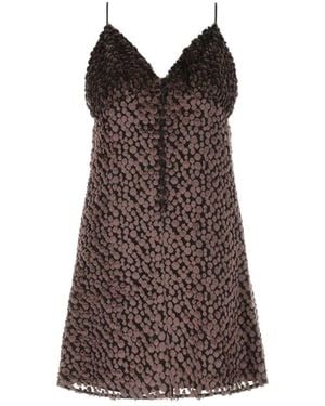 Saint Laurent Velvet Mini Dress - Bruin