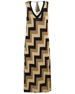 Akep Zig-Zag Jacquard Lurex Kleid - Mettallic