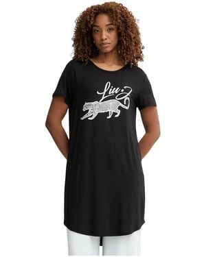 Liu Jo Viskose-T-Shirt Mit Animal-Print - Schwarz